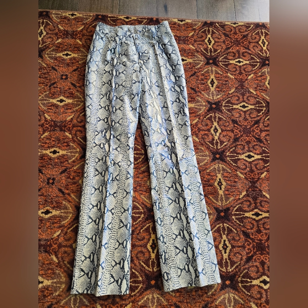 Small,Python Print, Embossed Leather Pants